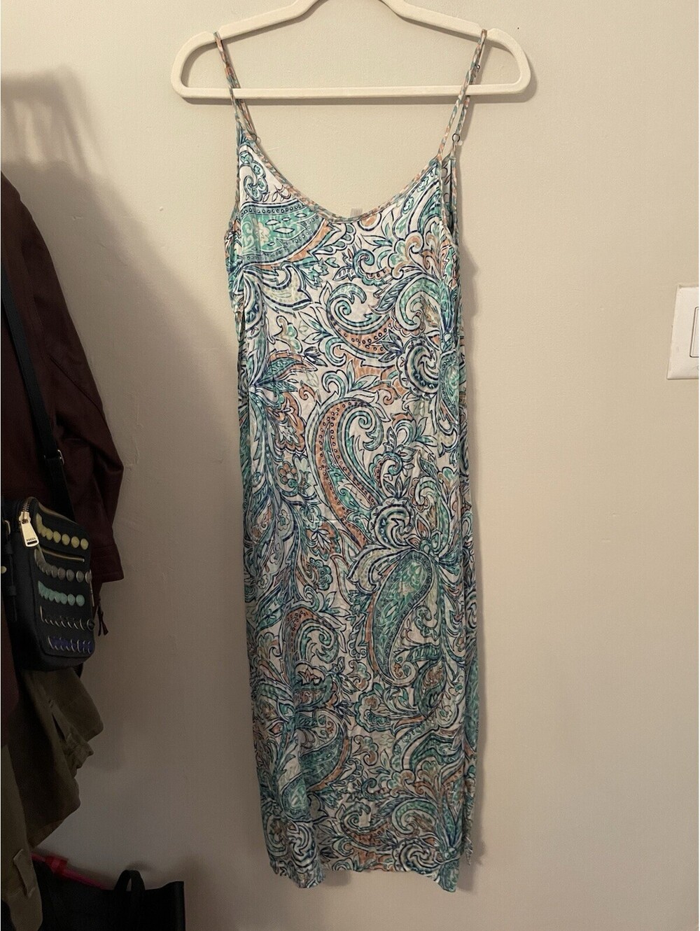 Intimissimi slip Dress Small S Paisley Teal Orange White